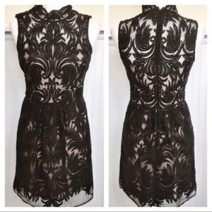 Embroidered lace Yoana Baraschi high neck sleeveless knee length dress